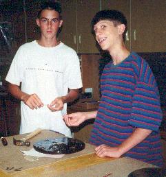 Drew and Kenny in shop