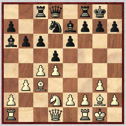   A pretty much standard position after twelve moves. (kram-vs-df_rp6_pos2.jpg, 30 KB)   