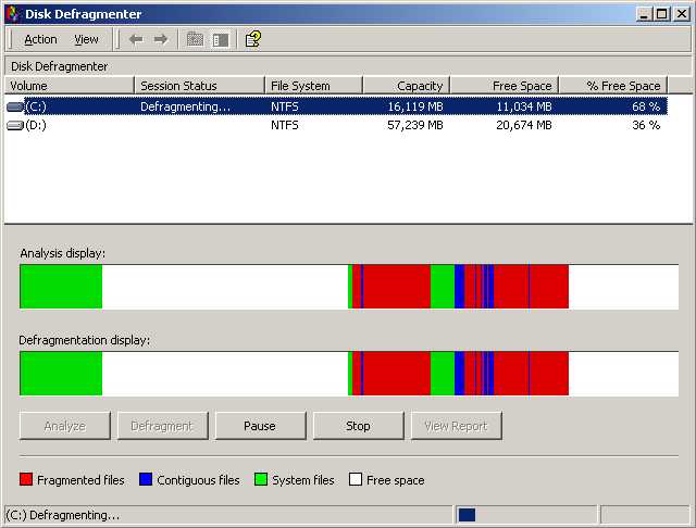 Windows 2k Defraging Screen