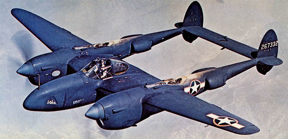 An unarmed photo-reconnaissance P-38-J (F-5 version)  -  reproduced from Combat Aircraft of World War Two by Bill Gunston (Salamander)