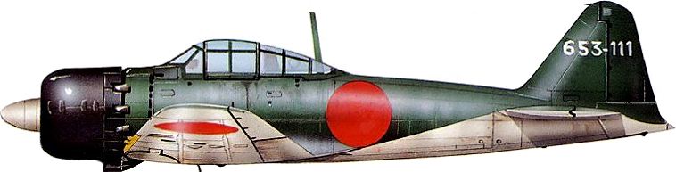 A6M5 Zero - based on an illustration in 'Jane's War at Sea 1897-1997 - Centennial Edition' (Jane's Publishing)