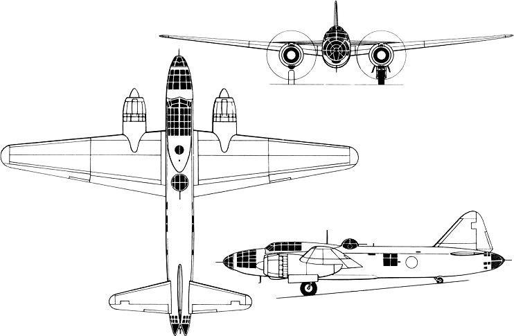 3-view of Mitsubishi G4M2