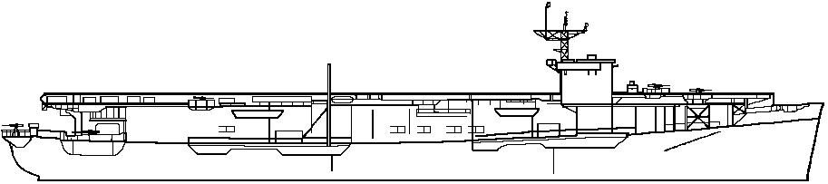'Casablanca' Class escort carrier  -  line drawing (starboard profile).