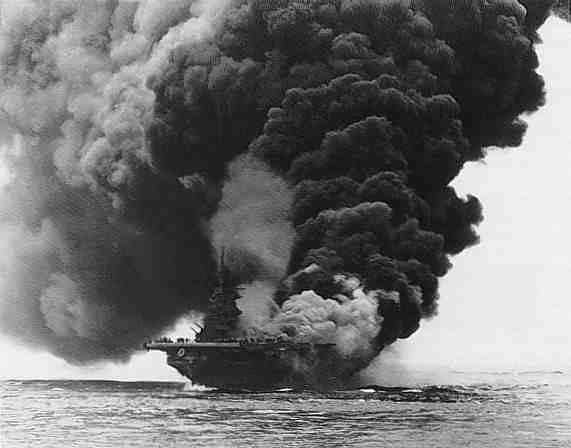 'Bunker Hill' (CV-17) after Kamikaze attack - 11 May 1945