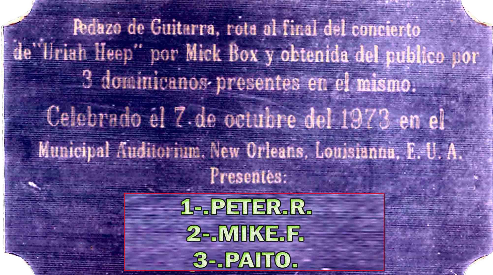 D: Uriah Heep GITARRE KONZERT JAHR 1973 - KOMMUNALE AUDITORIUM, NEW ORLEANS, LOUISIANNA-E. U. A. (LESEN digitale Tafel) D:REISE:MIKE.F. - .PETER.R. - . #Lote bass IN L. S. U. Universit&auml;t. -1973- (Linke ZU TEXT IN SEITE "IN patriotischen FARBEN ZUCKERROHR revolution&auml;ren F&uuml;hrung Baton ".