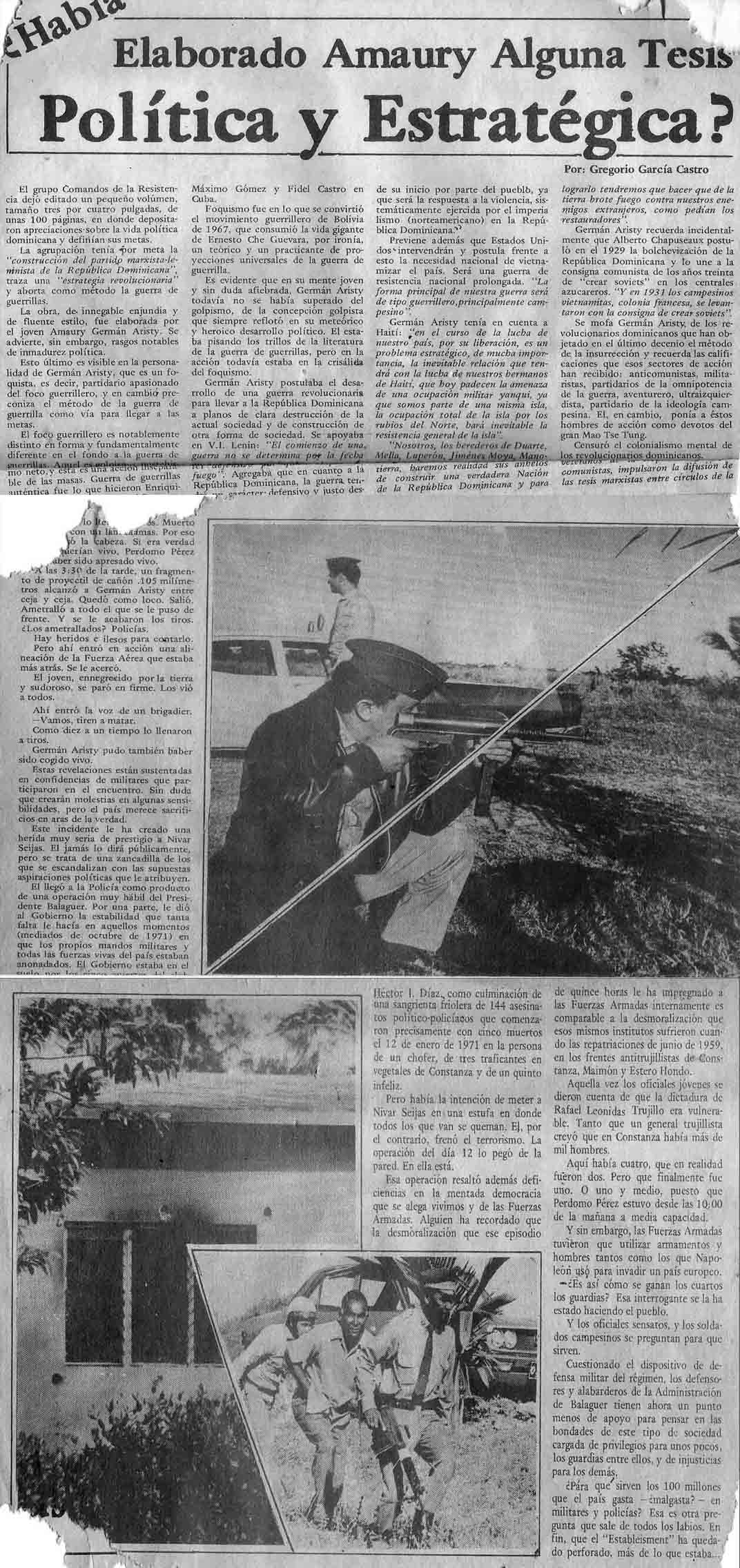 #EXCLUSIVE: ANALYSIS political-military combat 12 JANUARY 1972 BY THE JOURNALIST GREGORY GARCIA CASTRO FOR THE WEEKLY RENEWAL- .NAME ARTICLE: ( &iquest; HAD DEVELOPED A THESIS MAUARY POLICY AND STRATEGIC &iquest; ) . -TRANSFER OF MAGAZINE ON PAPER TO DIGITAL TECHNOLOGY : = (WORKSHOPS LOGISTOS "clappers" 2013.)