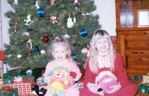 my sister and I with our popples