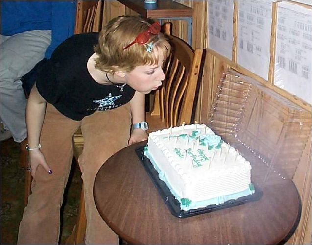 Here I am blowing out my birthday candles.. did I mention that there were 17 of them! lol