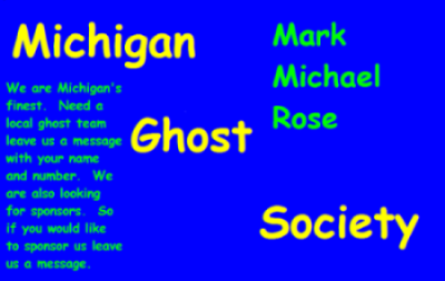 Michigan Ghost Society Cover Page