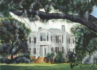 "Tabby Manse" painted from Photograph of The Thomas Fuller House, Beaufort, South Carolina.