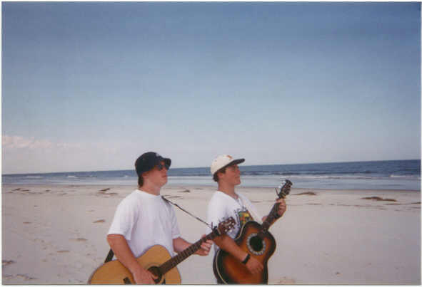 Anthony and Kyle and Cumberland Island playing some tunes on the beach
