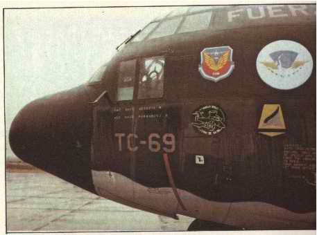 El "Tango-Charlie 69", uno de los Hércules de la I Brigada Aérea (El Palomar) que combatió en Malvinas y sigue prestando sus servicios actualmente.