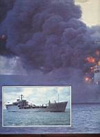 El Sir Galahad en llamas. Unos 150 hombres, entre muertos y heridos, fueron v�ctimas del ataque de los A4.