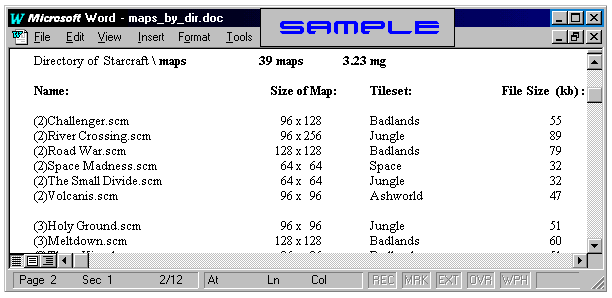 sample view of map_list.doc