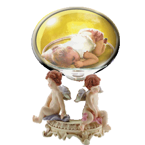 Globe with child sleeping, 2 Angles holding them: � K�tt�� 