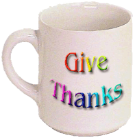 Coffe mug with Give Thanks printed on it