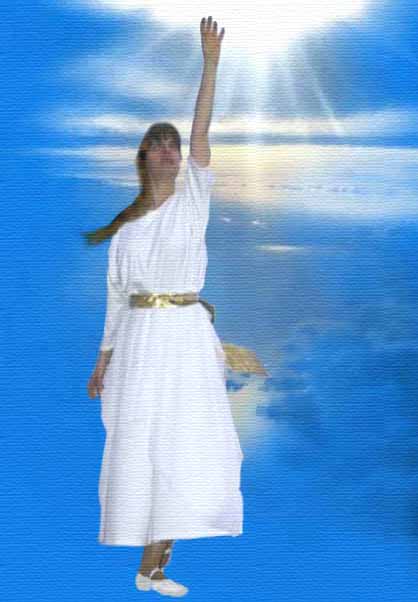 Girl reaching toward heaven