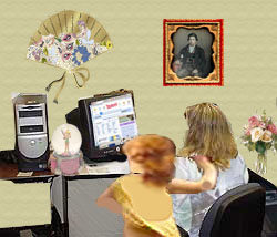 Woman and child at computer
