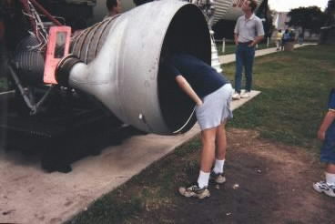That's me, diligently studying a rocket engine.