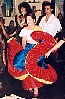 Saghirah peforming "Kula Cafe" Latin piece at Terezka's Hafla (wearing her "blood, sweat and tears" skirt - a few tears and one sewing machine later...) - Sydney, July 1999