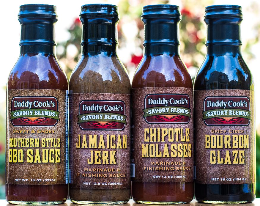 Daddy Cook's Savory Blends, Chipotle Molasses, Jamaican Jerk & Bourbon Glaze