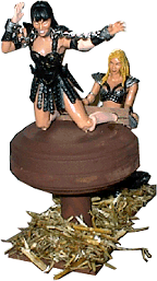Custom Xena and Callisto ticklish diorama from the front by Dayawalla
