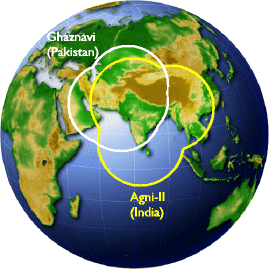 An extimated range of Gahuri II compared to the range of Agni