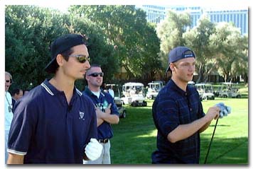 Nick and Kevin golfing