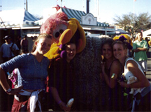 Jess is getting eaten by a big bird!