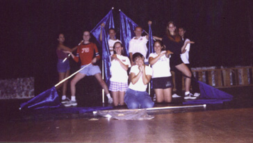 The ending pose for this year's first pep rally routine