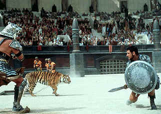 Once a great Roman General, Maximus ( Russell Crowe ) must fight for his life in Dreamworks' Gladiator