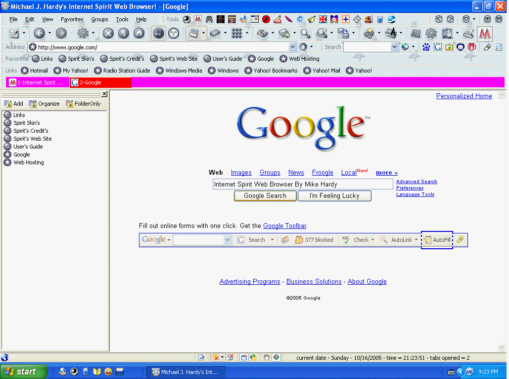 Michael J. Hardy's Famous Internet Spirit Web Browser!
