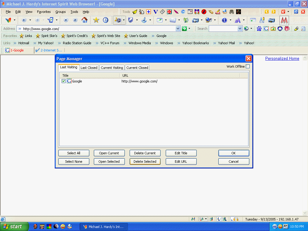 Modifying the Page Options...