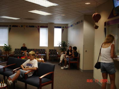 In the waiting room.