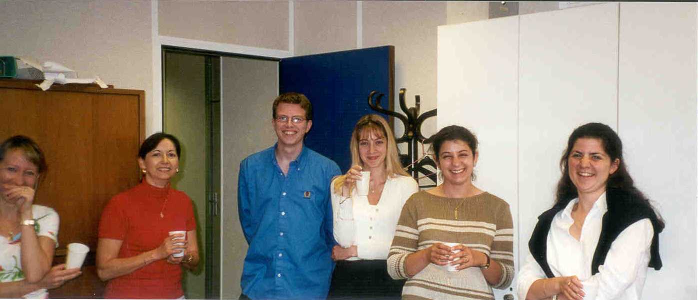 My party at Alcatel. From left to right: Anne, Patricia, me, Nathalie, St�phanie and Ga�lle.