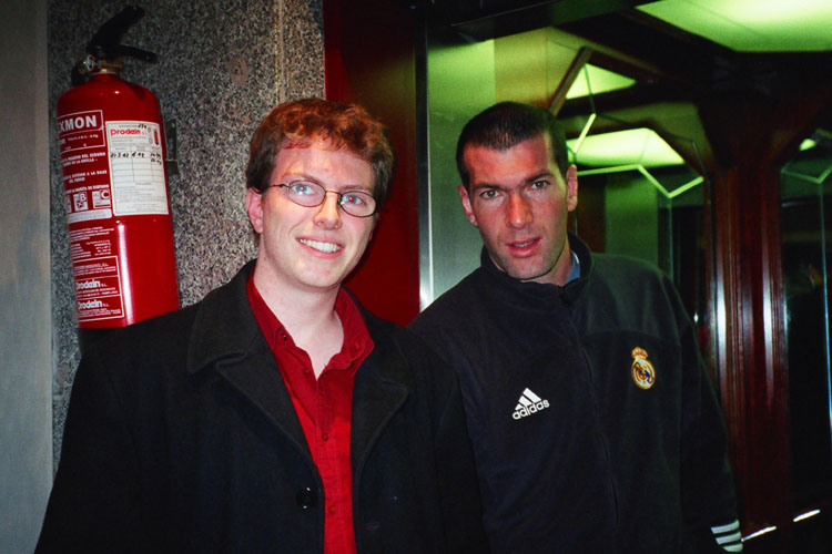 Me with Zinadine Zidane at the Iru�a Park hotel, Pamplona.