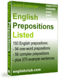 English Prepositions Listed