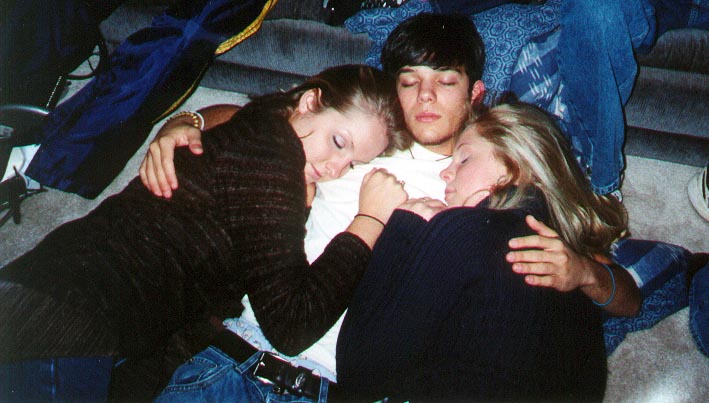 Miranda, Cary and Arielle 'sleeping' over at Crazy's