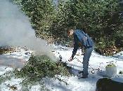 Mike starts a fiew with a blow torch!