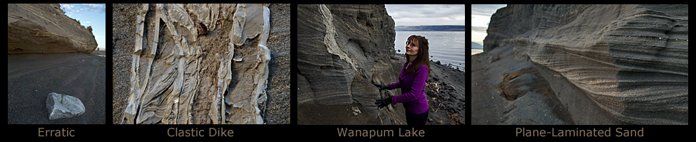 Clastic dikes and plan-laminated sand. Wanapum State Park.