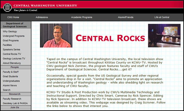 Nick Zentner, Central Rocks, Central Washington University.