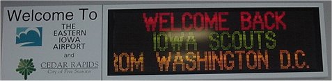 Welcome Home Sign at Cedar Rapids Airport
