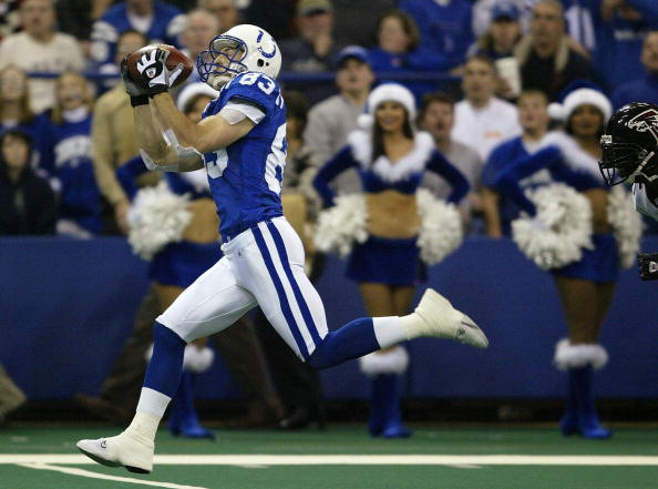 peyton manning hooking up with wide receiver brandon stokley on a 4 yd touch down - december 14, 2003 - Indianapolis 38, Atlanta 7