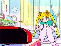 Usagi listening to her radio
