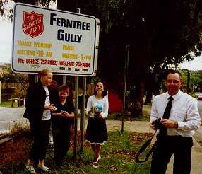 In front of the hall