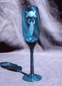 Green Chalice w/drawing down the moon design