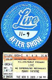 Live Backstage Pass & ticket stub