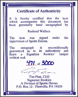 Certificate of Authenticity
