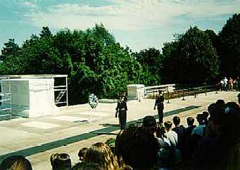 This is during the changing of the guard at the Tomb of the Unknown Soldier