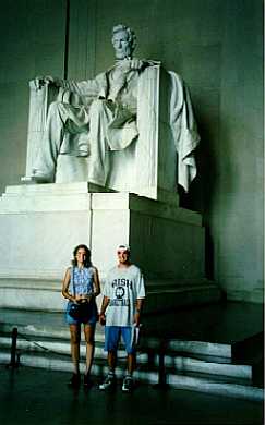 This is my sister Kelly and me standing next to the Lincoln statue (photo taken by my mom)